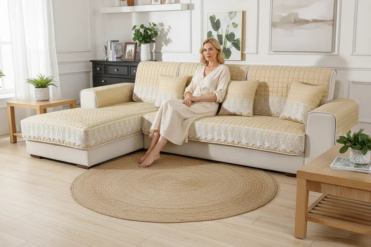 Sofa Decor Willow Brushed Sofa Seat Cover styled for sofa cover sizing and fit guide in Australian homes