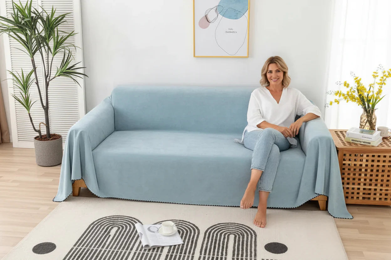 Sofa Decor Slate Water Resistant Sofa Blanket Cover styled for water resistant sofa cover guide in Australian homes