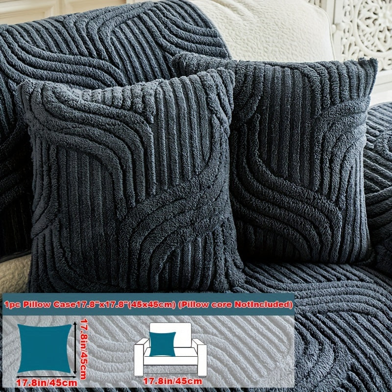 Decor Cedar Velvetta Plush Sofa Cover lifestyle product image for stretch sofa cover in United States - Beige / 4 seats 90*210cm/35.4*82.7inch