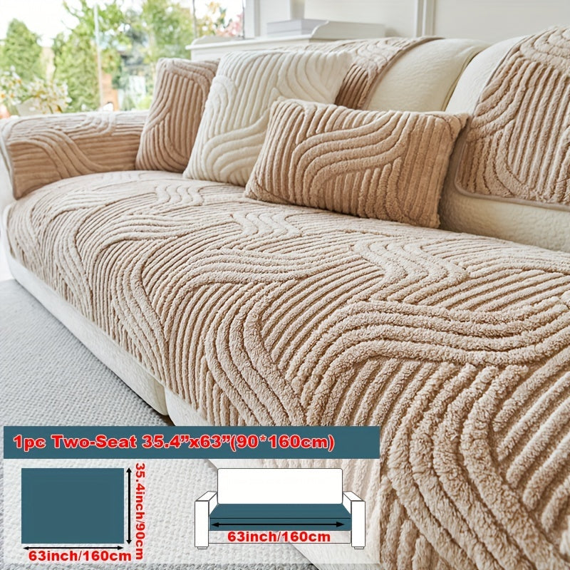 Decor Cedar Velvetta Plush Sofa Cover lifestyle product image for stretch sofa cover in United States