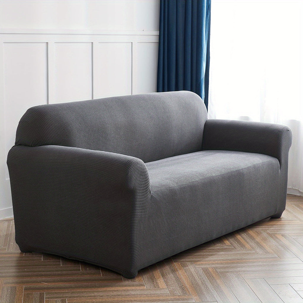Decor Cedar Calma Plush All Season Sofa Cover lifestyle product image for stretch sofa cover in United States
