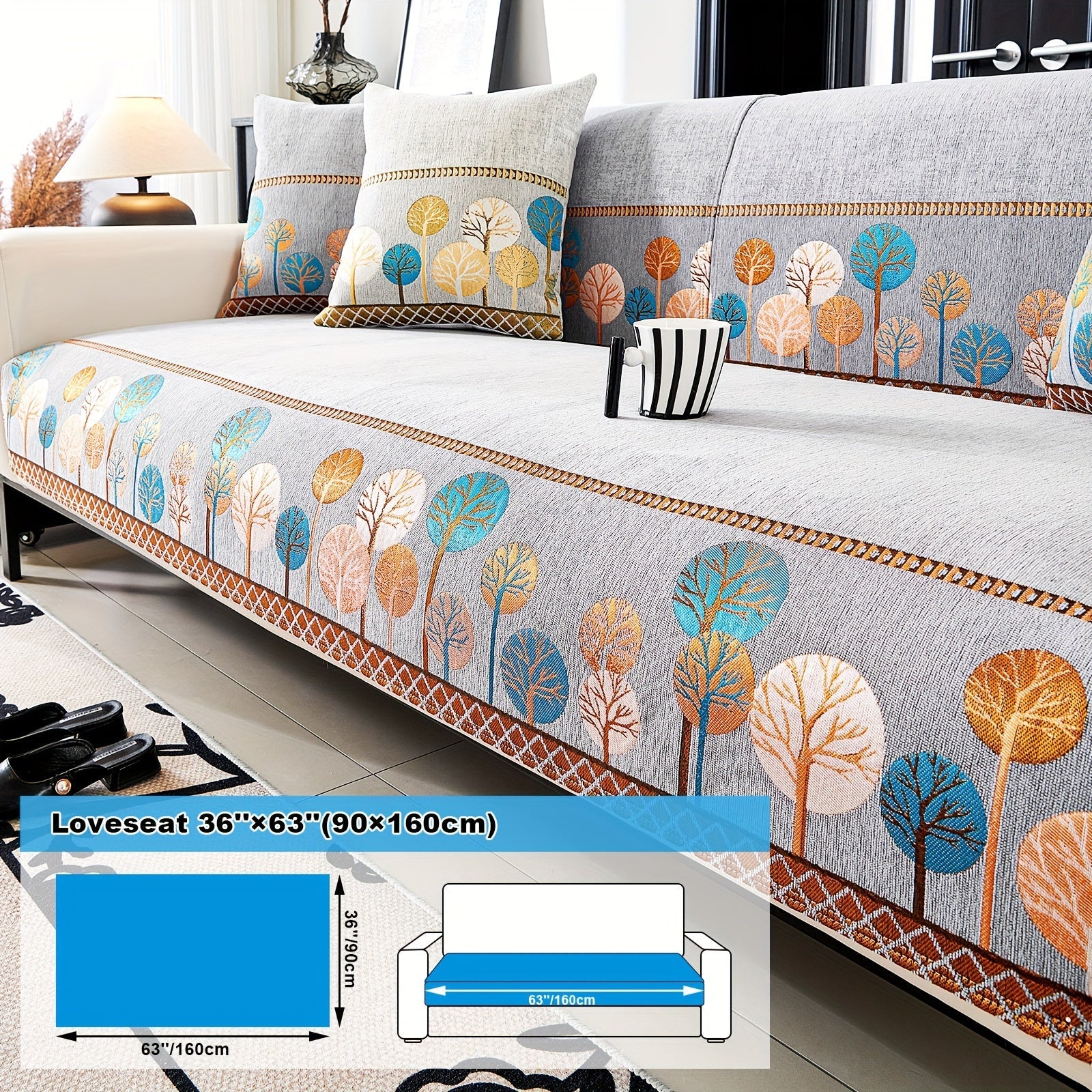 Decor Cedar Sienna Boho Plush Sofa Cover lifestyle product image for boho sofa cover in United States