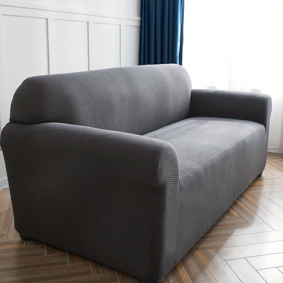 Decor Cedar Calma Plush All Season Sofa Cover lifestyle product image for stretch sofa cover in United States