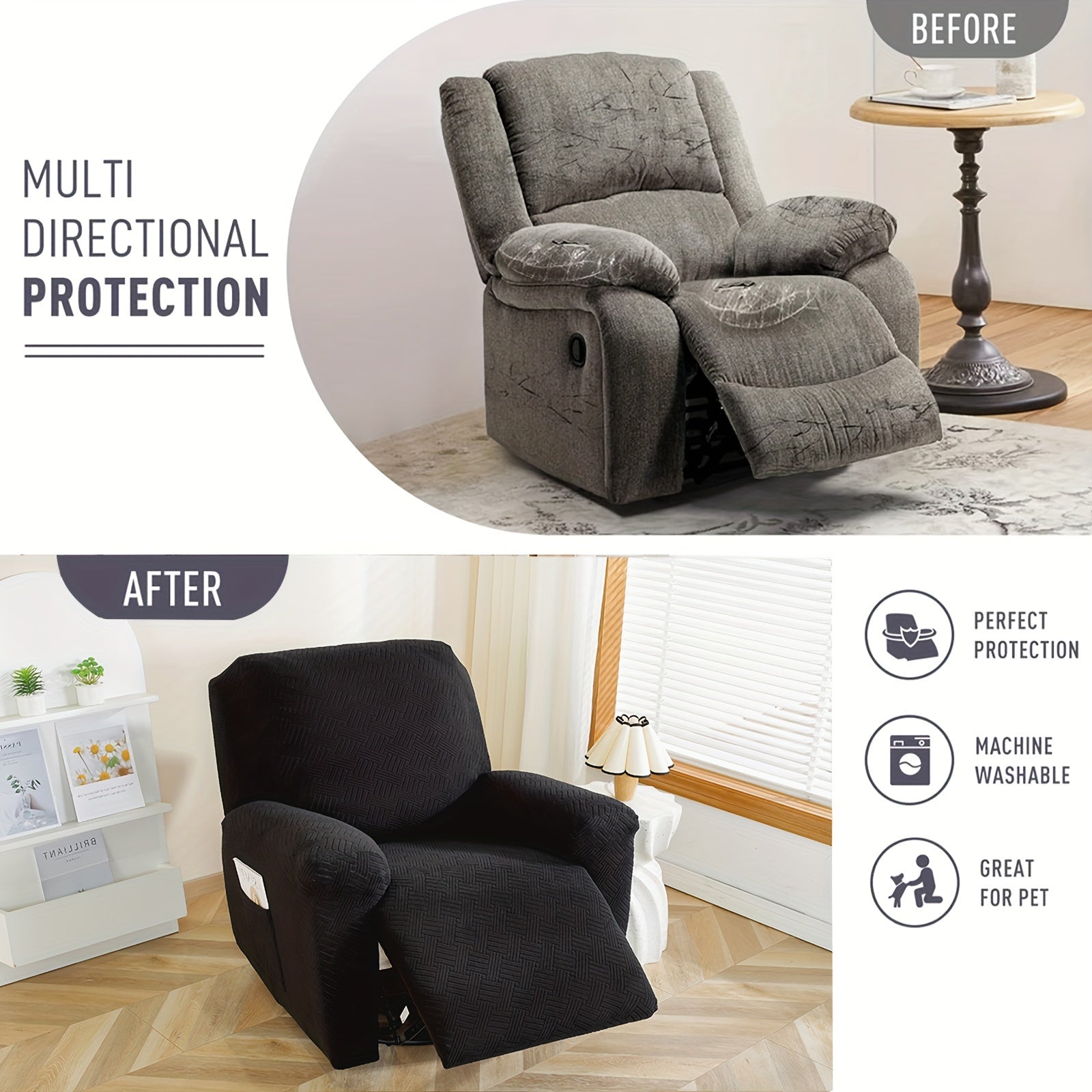Decor Cedar Greyson Jacquard Recliner Cover lifestyle product image for jacquard recliner cover in United States