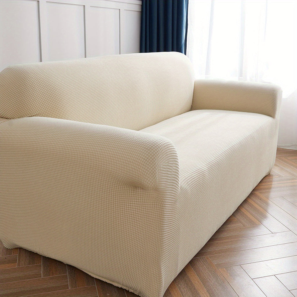 Decor Cedar Calma Plush All Season Sofa Cover lifestyle product image for stretch sofa cover in United States