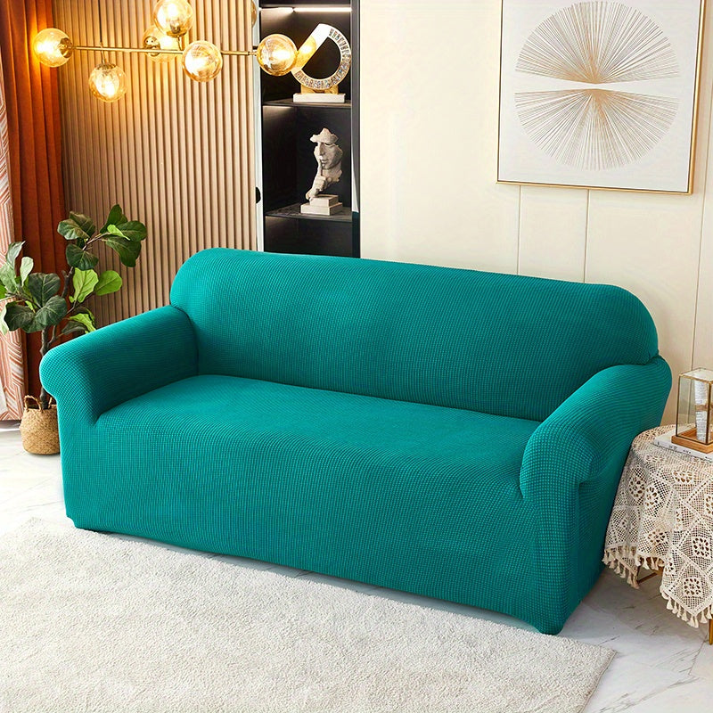 Decor Cedar Calma Plush All Season Sofa Cover lifestyle product image for stretch sofa cover in United States