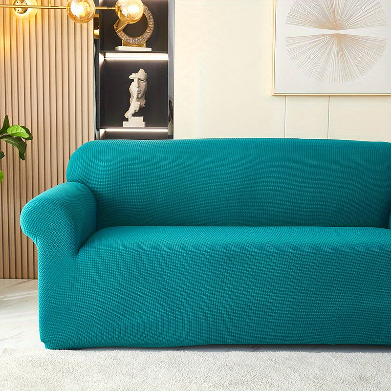Decor Cedar Calma Plush All Season Sofa Cover lifestyle product image for stretch sofa cover in United States