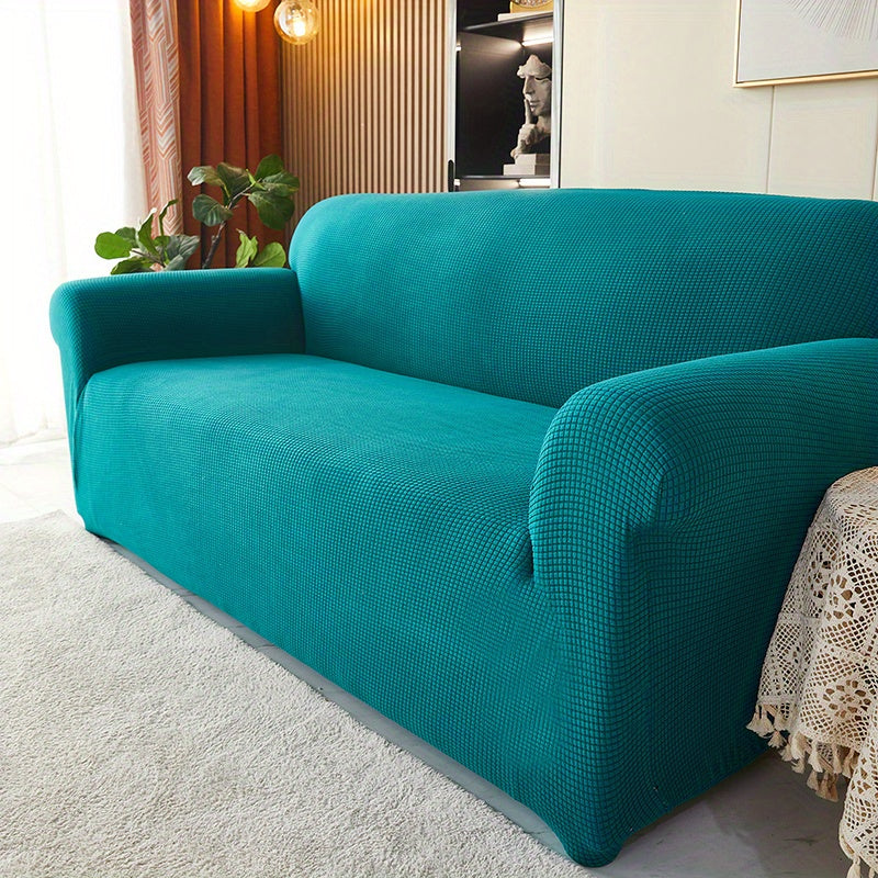 Decor Cedar Calma Plush All Season Sofa Cover lifestyle product image for stretch sofa cover in United States