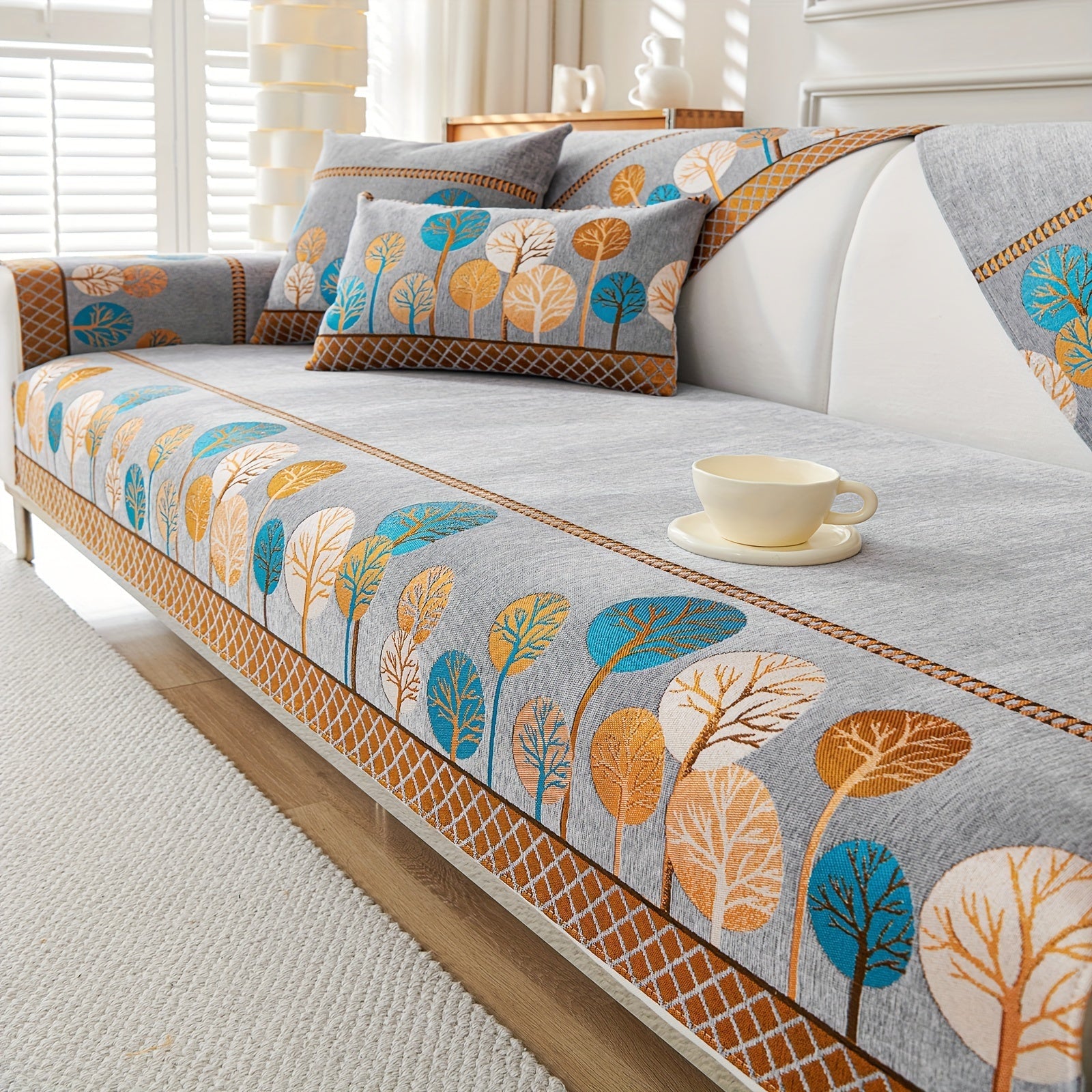 Decor Cedar Moonlit Jacquard Armchair Cover stretch sofa cover in United States - color and texture view 2
