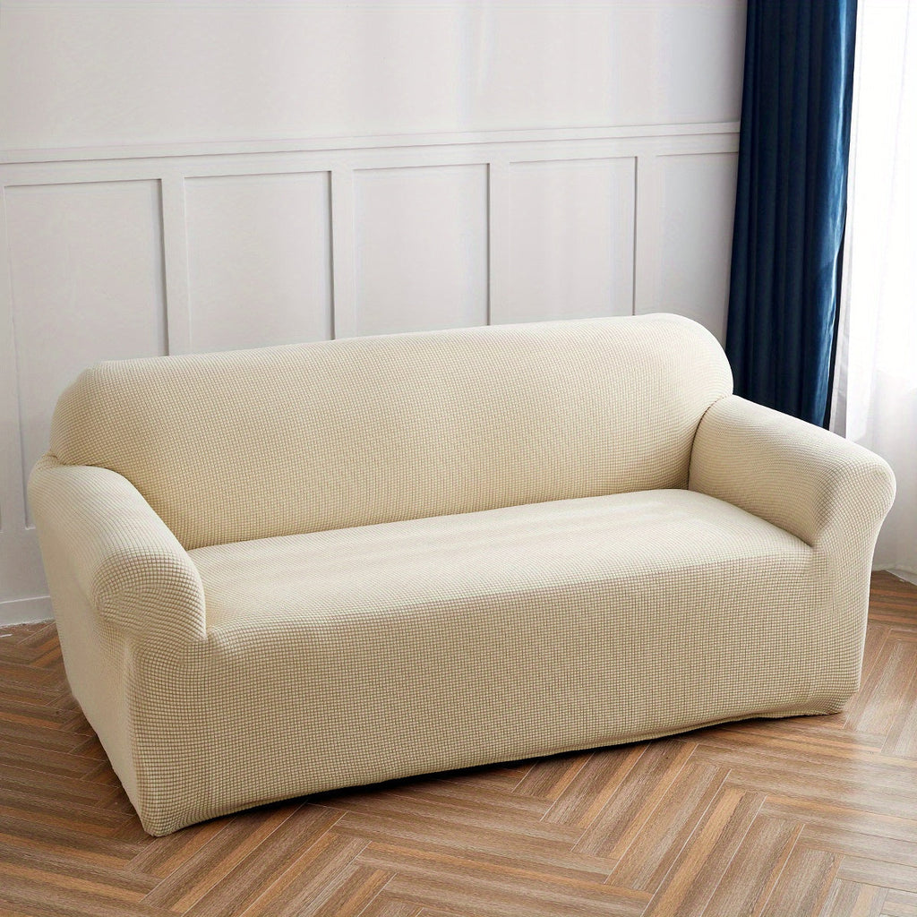 Decor Cedar Calma Plush All Season Sofa Cover lifestyle product image for stretch sofa cover in United States