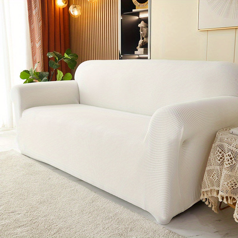 Decor Cedar Calma Plush All Season Sofa Cover lifestyle product image for stretch sofa cover in United States