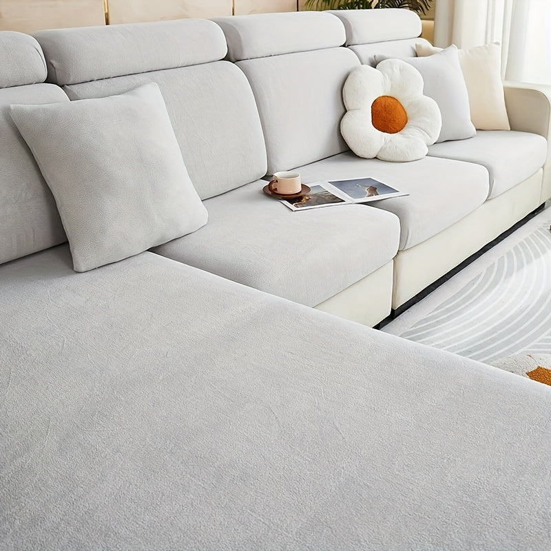 Decor Cedar Orana Non Slip Pet Sofa Cover lifestyle product image for stretch sofa cover in United States - Dark Coffee / 2 Seater