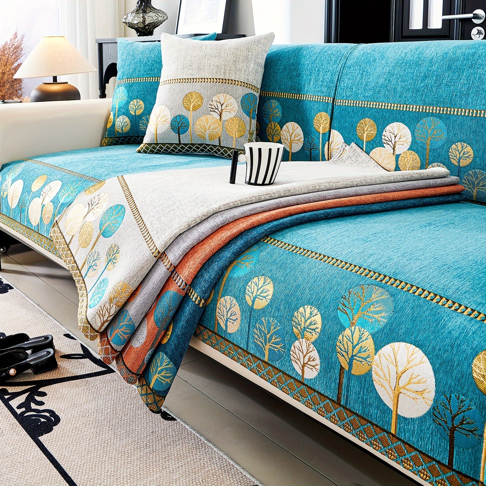 Decor Cedar Sienna Boho Plush Sofa Cover plush sofa cover in United States - color and texture view 3