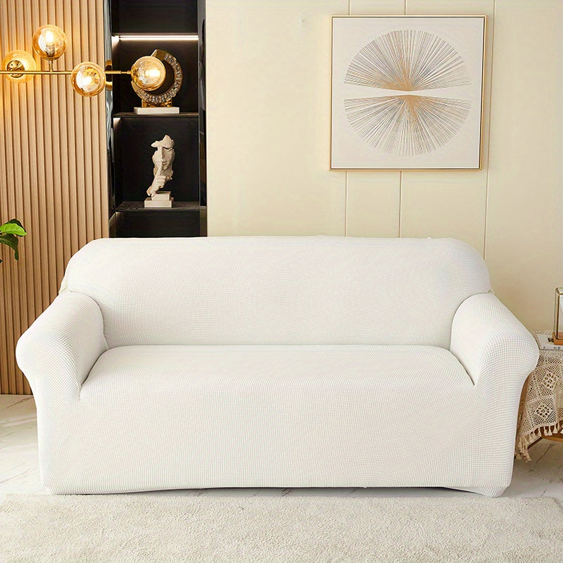 Decor Cedar Calma Plush All Season Sofa Cover lifestyle product image for stretch sofa cover in United States