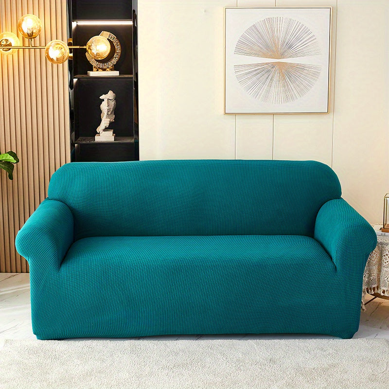 Decor Cedar Calma Plush All Season Sofa Cover lifestyle product image for stretch sofa cover in United States
