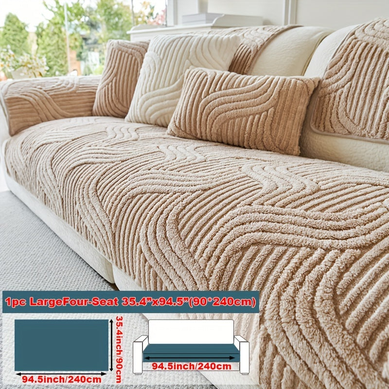 Decor Cedar Velvetta Plush Sofa Cover lifestyle product image for stretch sofa cover in United States