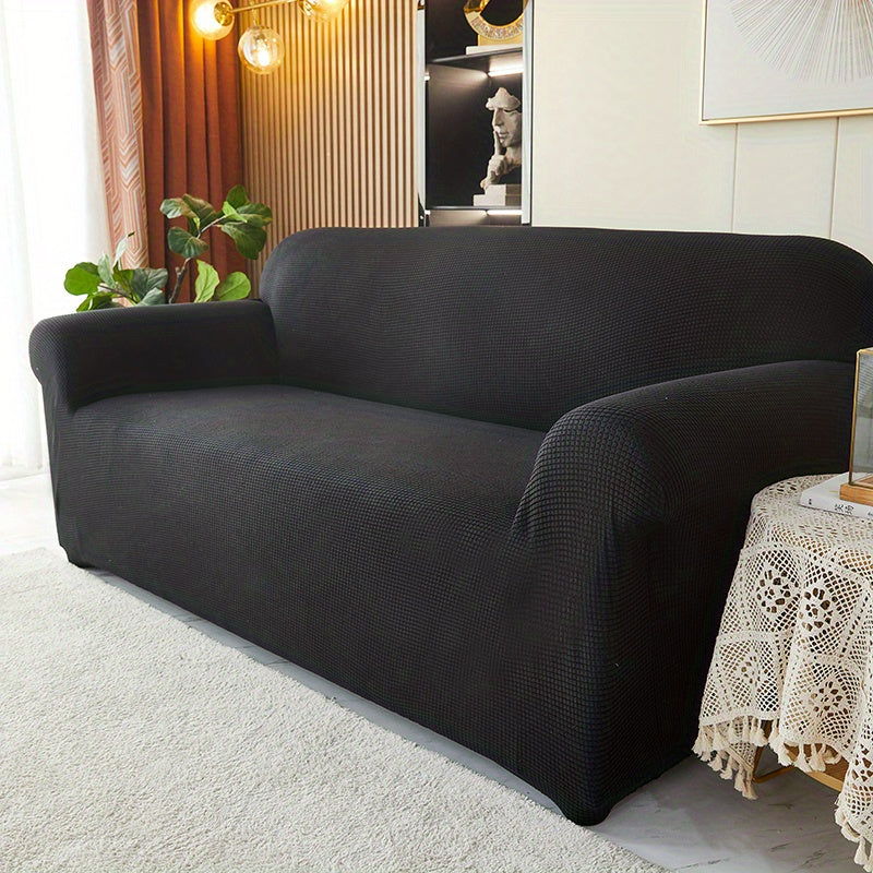 Decor Cedar Calma Plush All Season Sofa Cover lifestyle product image for stretch sofa cover in United States