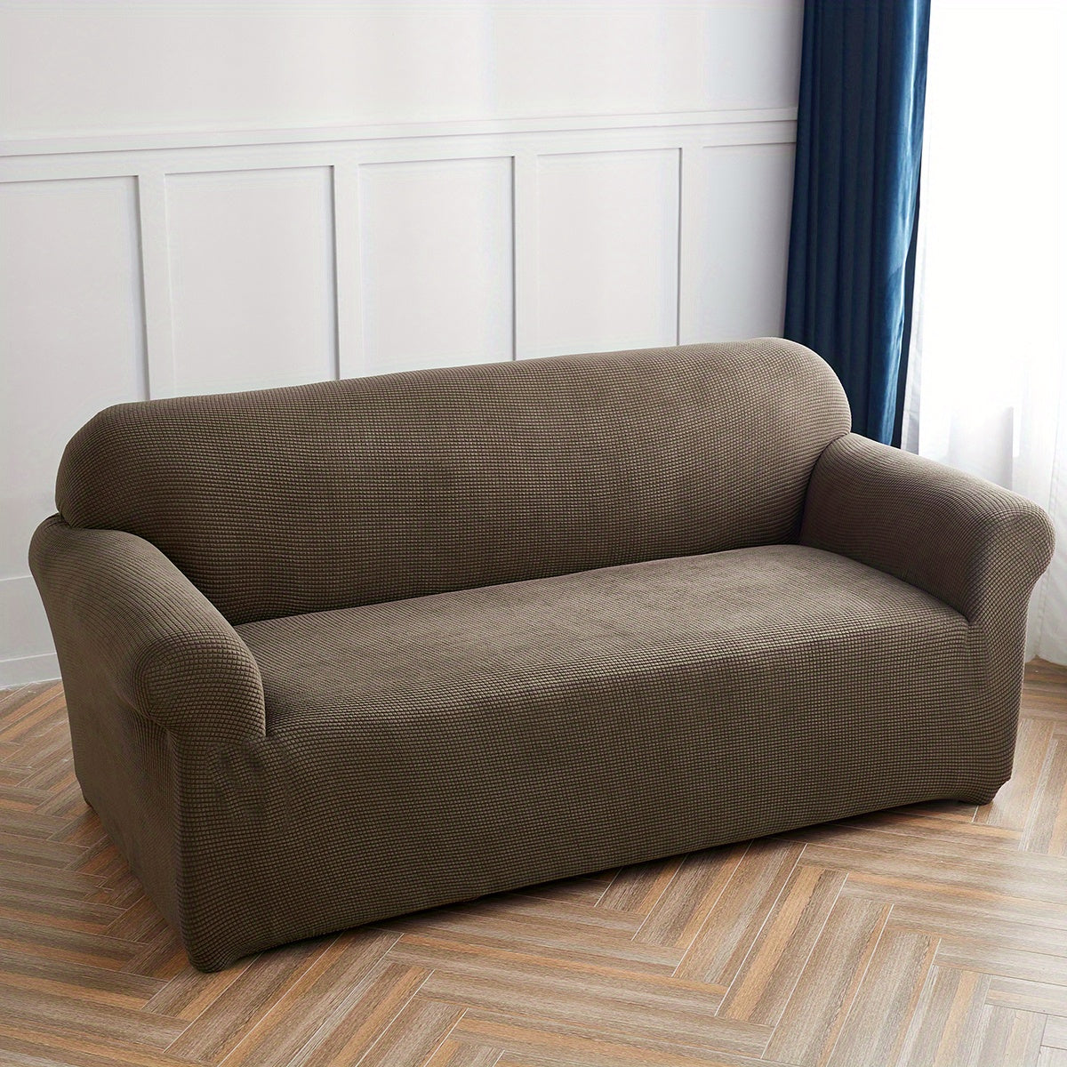 Decor Cedar Calma Plush All Season Sofa Cover lifestyle product image for stretch sofa cover in United States