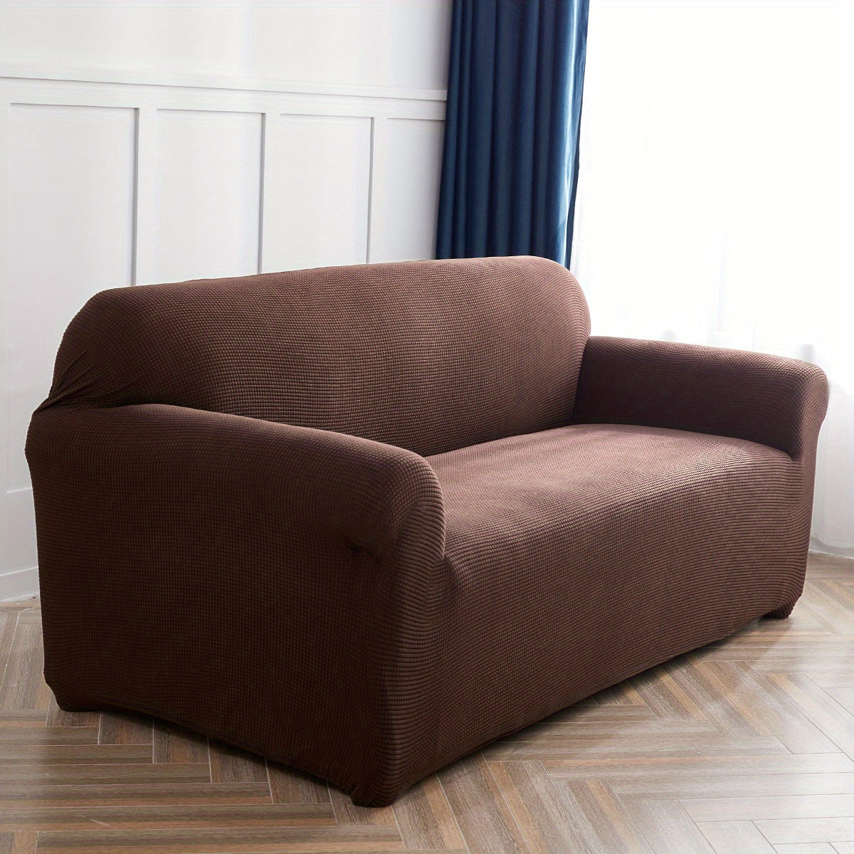 Decor Cedar Calma Plush All Season Sofa Cover lifestyle product image for stretch sofa cover in United States