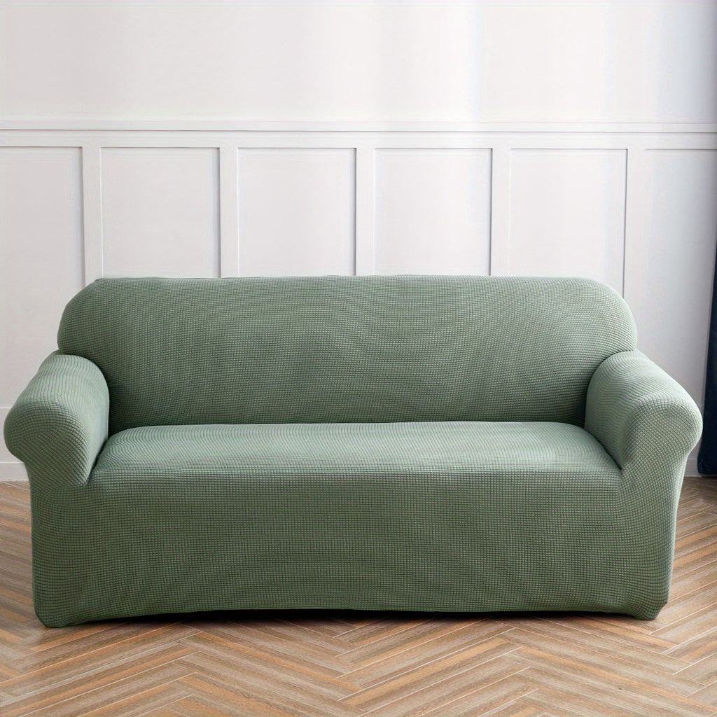 Decor Cedar Calma Plush All Season Sofa Cover lifestyle product image for stretch sofa cover in United States