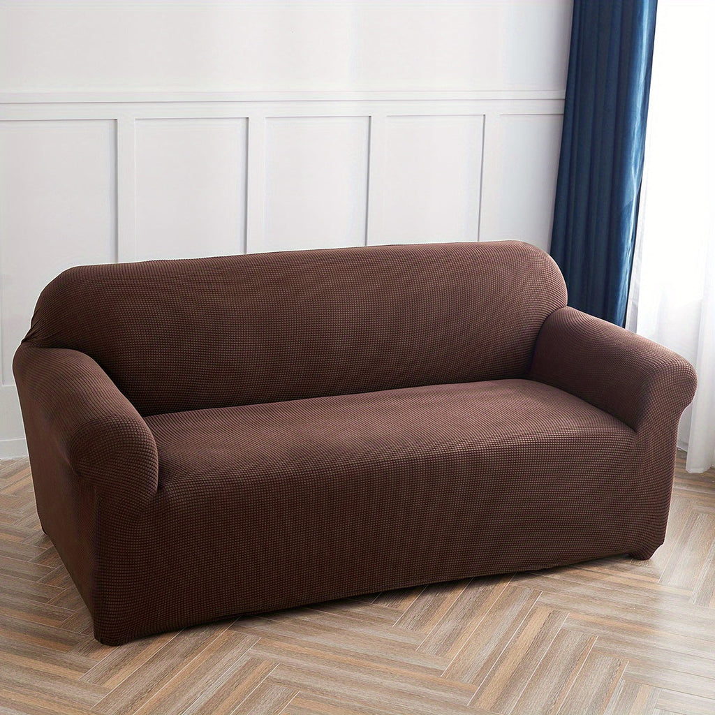 Decor Cedar Calma Plush All Season Sofa Cover lifestyle product image for stretch sofa cover in United States
