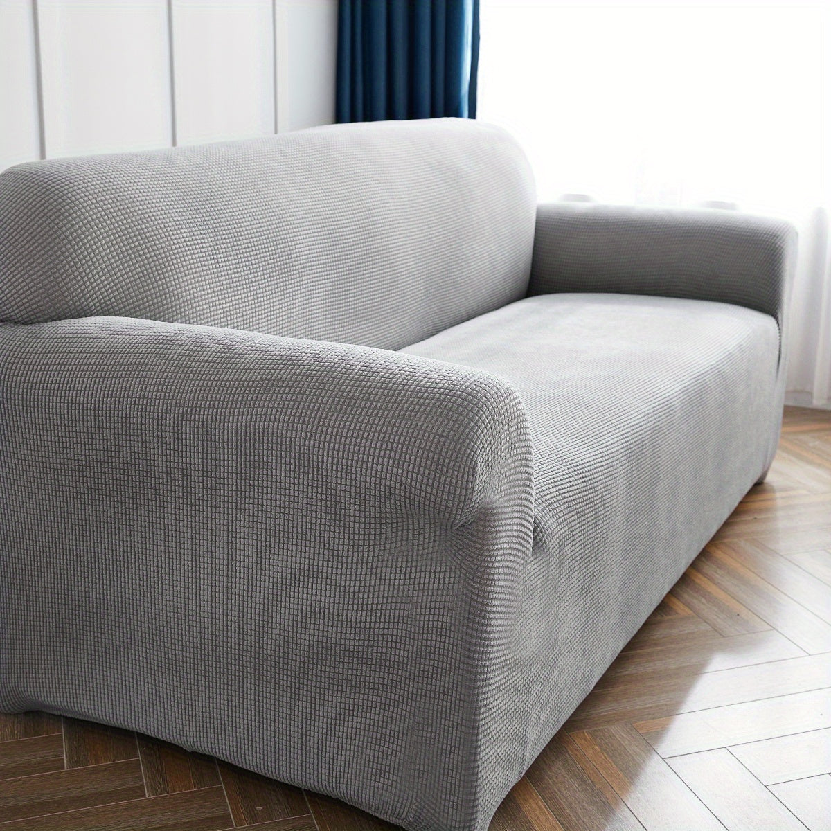 Decor Cedar Calma Plush All Season Sofa Cover lifestyle product image for stretch sofa cover in United States