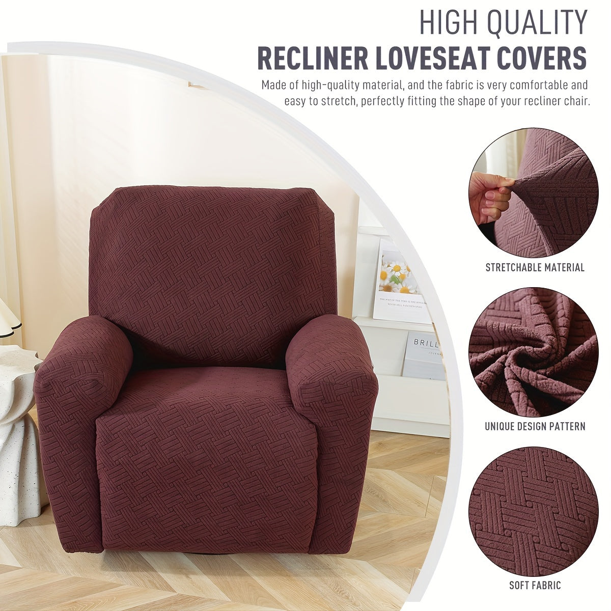Decor Cedar Greyson Jacquard Recliner Cover lifestyle product image for jacquard recliner cover in United States