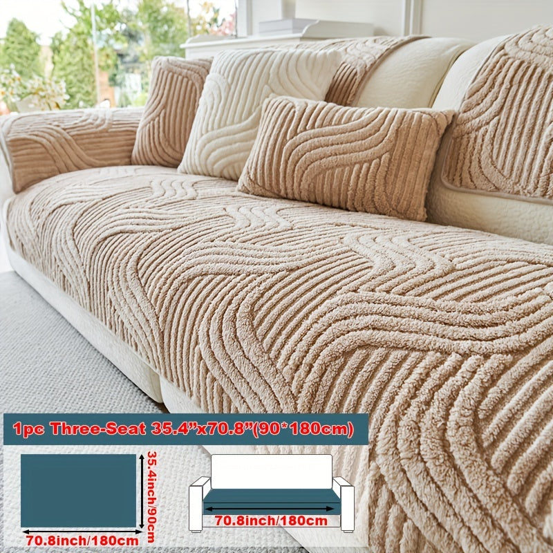 Decor Cedar Velvetta Plush Sofa Cover lifestyle product image for stretch sofa cover in United States