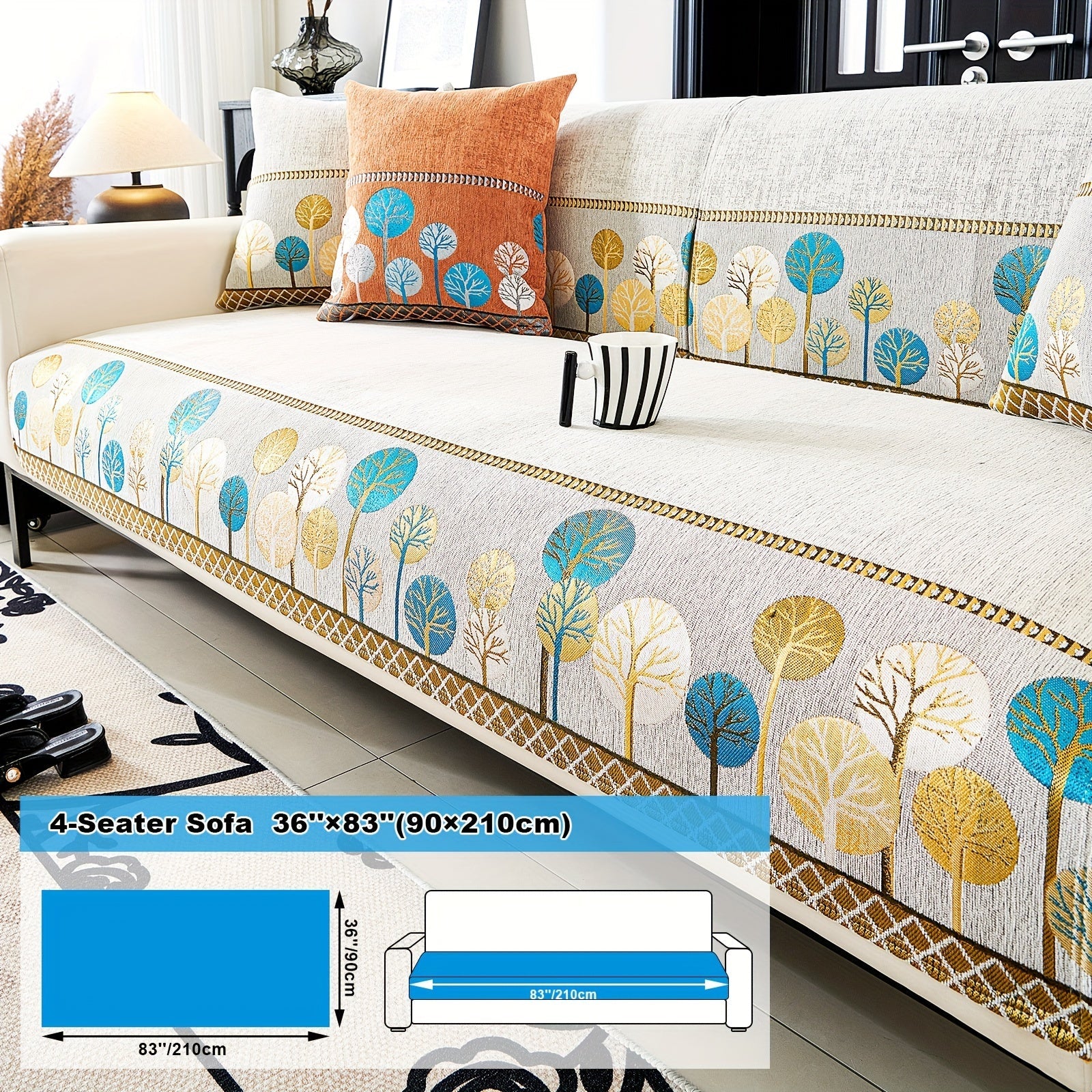 Decor Cedar Sienna Boho Plush Sofa Cover lifestyle product image for boho sofa cover in United States