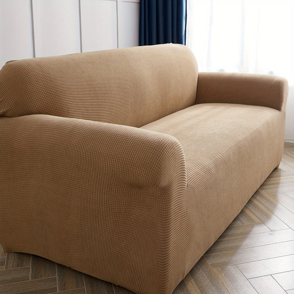 Decor Cedar Calma Plush All Season Sofa Cover lifestyle product image for stretch sofa cover in United States