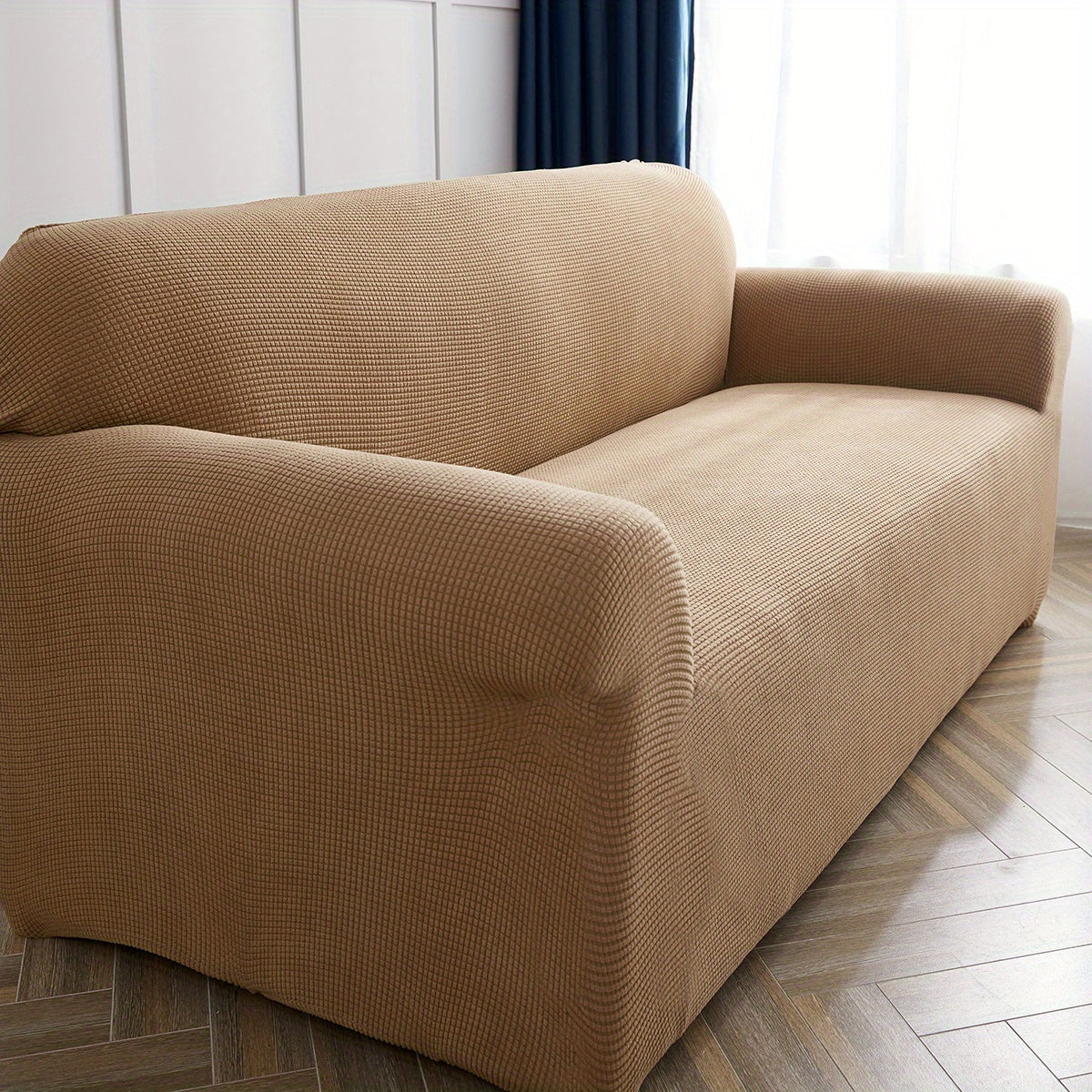 Decor Cedar Calma Plush All Season Sofa Cover lifestyle product image for stretch sofa cover in United States
