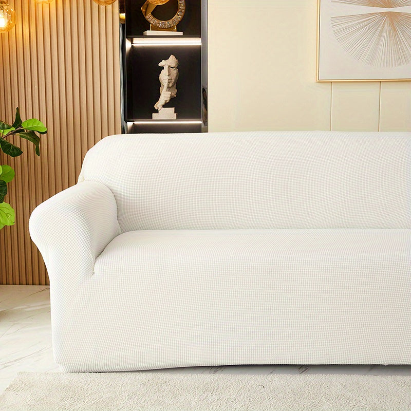 Decor Cedar Calma Plush All Season Sofa Cover lifestyle product image for stretch sofa cover in United States