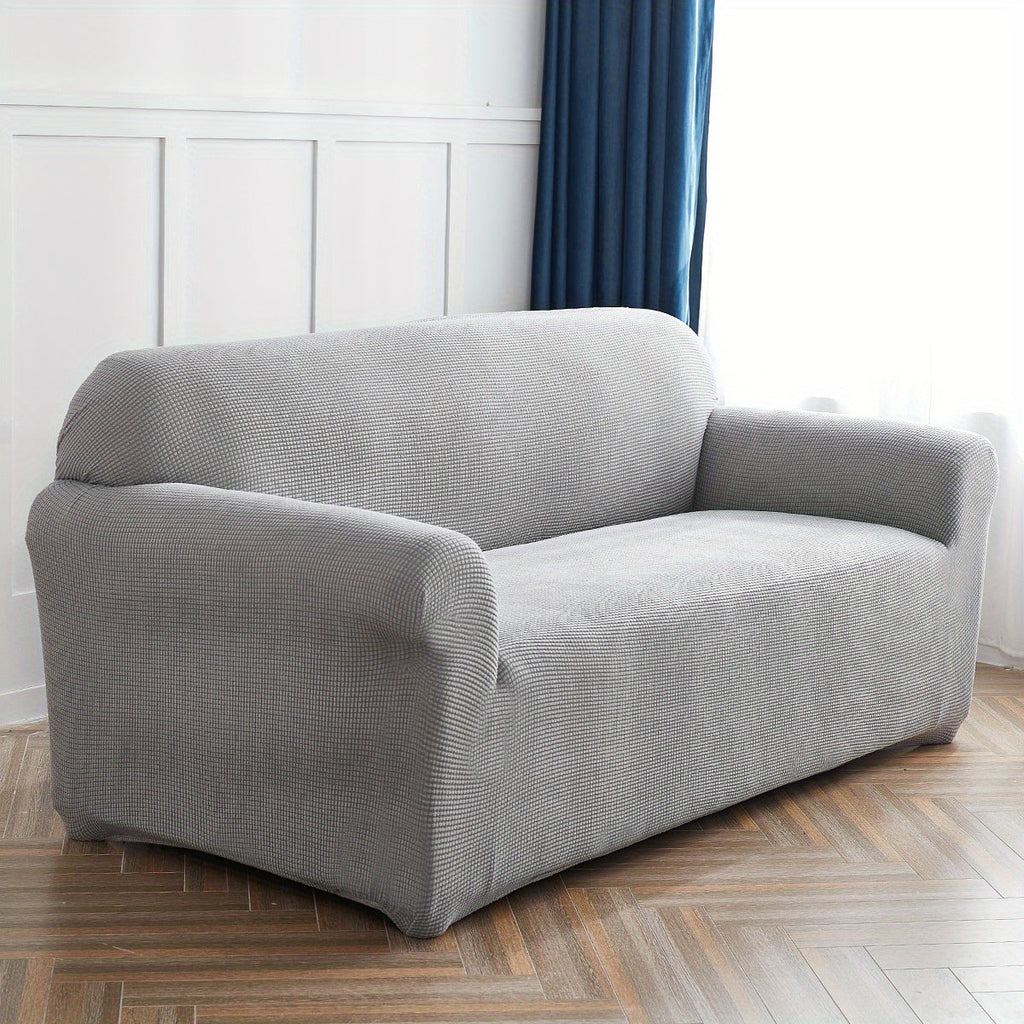 Decor Cedar Calma Plush All Season Sofa Cover lifestyle product image for stretch sofa cover in United States