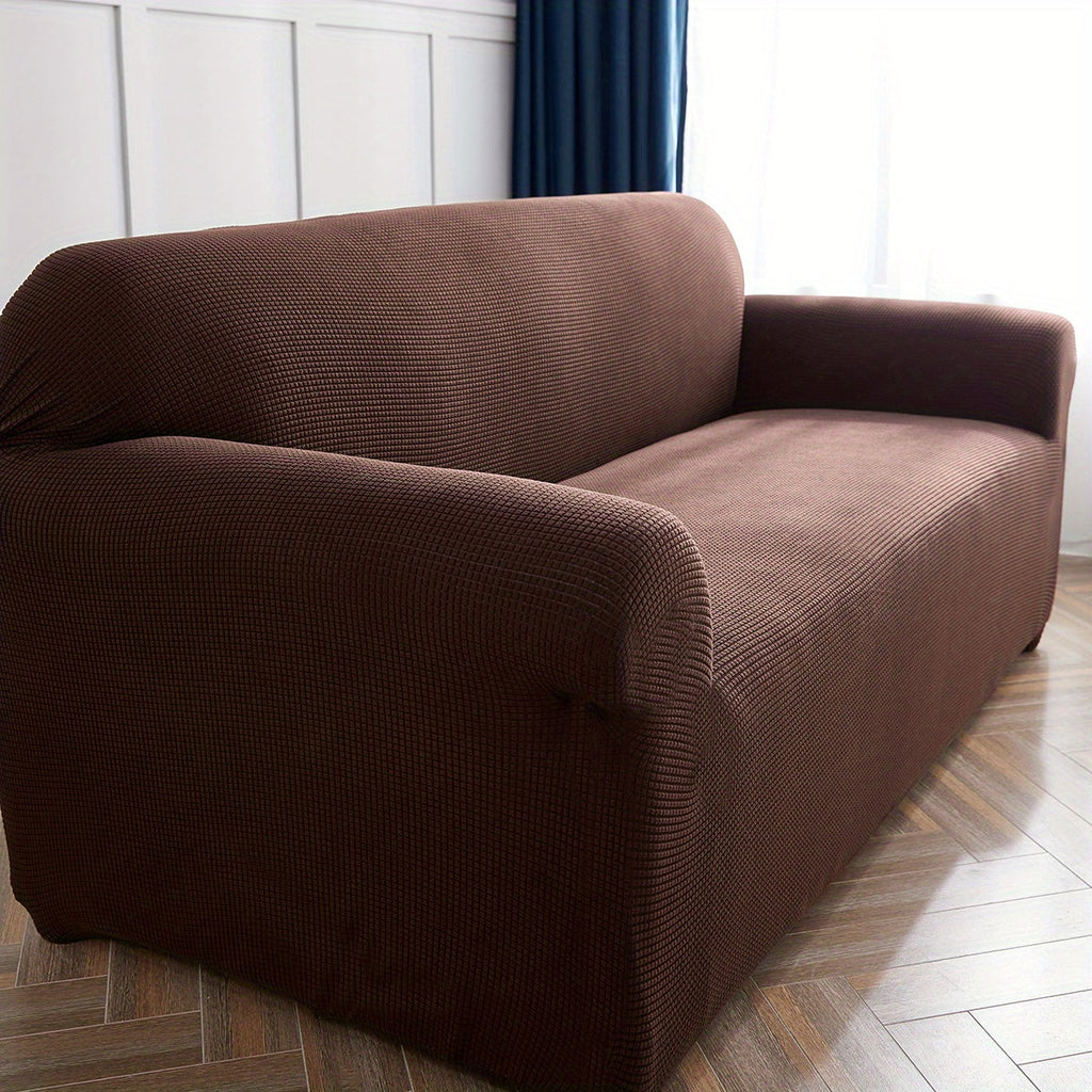 Decor Cedar Calma Plush All Season Sofa Cover lifestyle product image for stretch sofa cover in United States