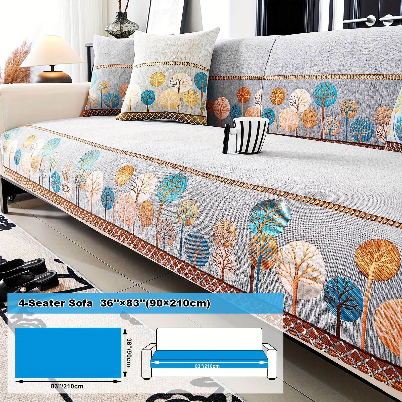 Decor Cedar Sienna Boho Plush Sofa Cover lifestyle product image for boho sofa cover in United States