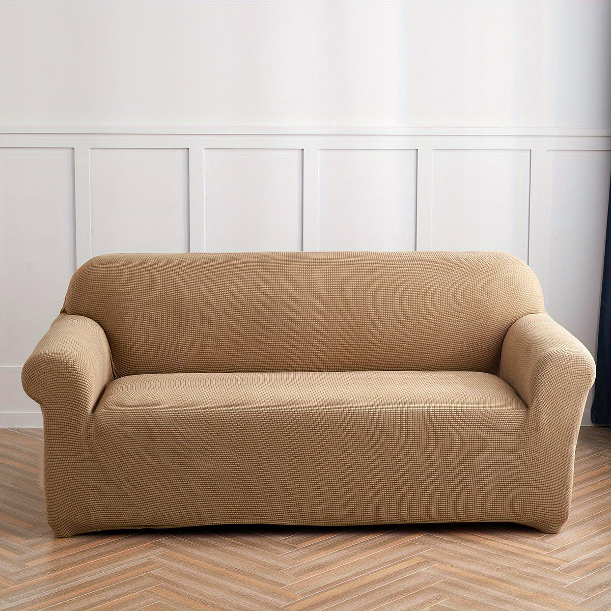 Decor Cedar Calma Plush All Season Sofa Cover lifestyle product image for stretch sofa cover in United States