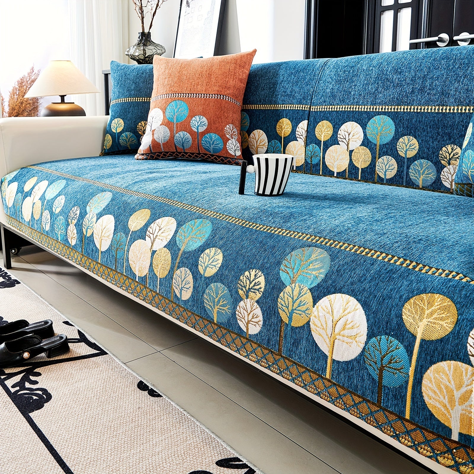 Decor Cedar Sienna Boho Plush Sofa Cover lifestyle product image for boho sofa cover in United States - Gray / 3-Seater 91.44cm×180.34cm