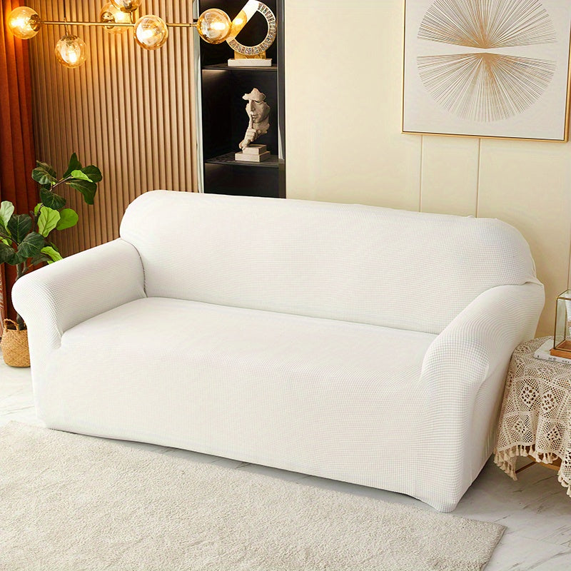Decor Cedar Calma Plush All Season Sofa Cover lifestyle product image for stretch sofa cover in United States