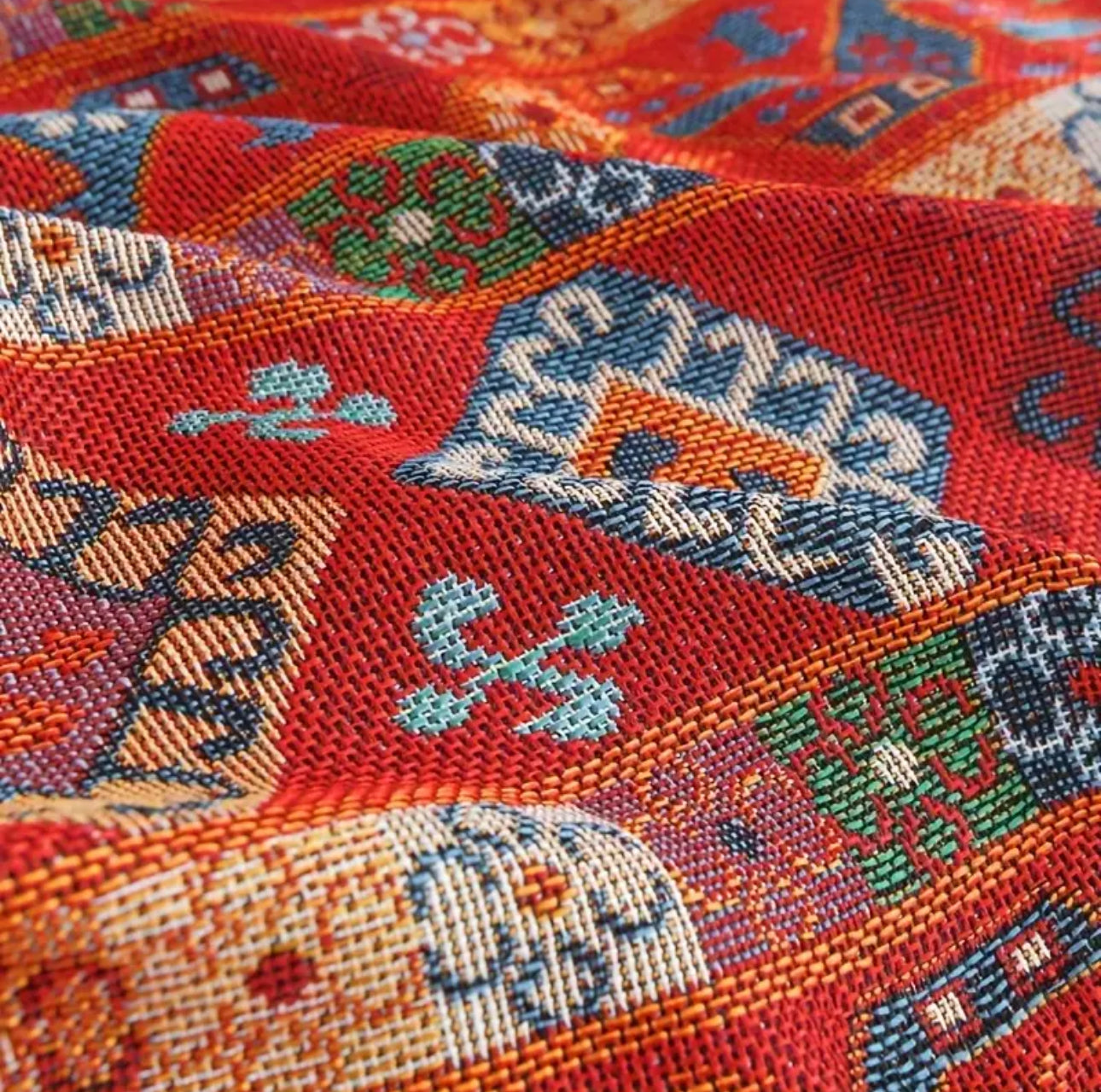 Decor Cedar Valencia Red Boho Sofa Cover lifestyle product image for boho sofa cover in United States - Pet-Friendly Scratch-Resistant Protector