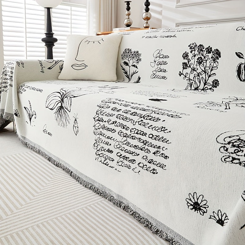 Decor Cedar Aurelia Floral Chenille Sofa Cover lifestyle product image for chenille sofa cover in United States