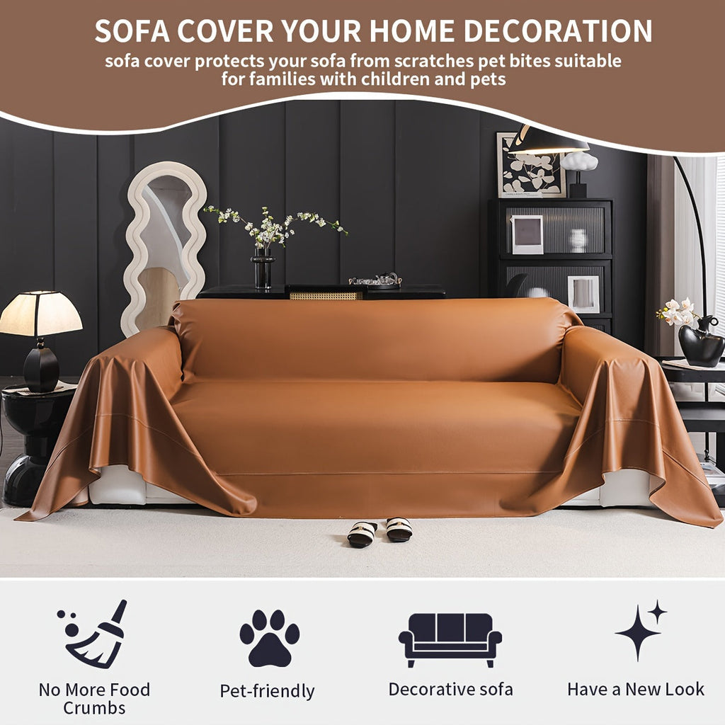 Decor Cedar Oslo Water Resistant Faux Leather Sofa Cover lifestyle product image for water resistant sofa cover in United States
