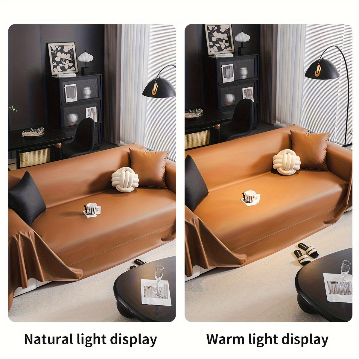 Decor Cedar Oslo Water Resistant Faux Leather Sofa Cover lifestyle product image for water resistant sofa cover in United States