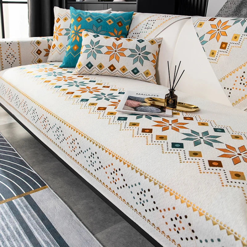 Decor Cedar Nordic Chenille Sofa Cover lifestyle product image for chenille sofa cover in United States - N6 / 45x45 pillowcase 1pc