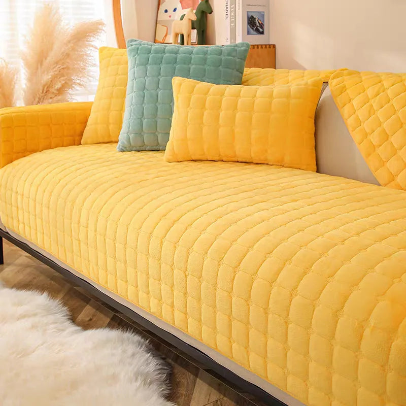 Decor Cedar Raine Plush Flannel Cushion Cover lifestyle product image for soft plush sofa cushion cover in United States - Gray Green / 90x180cm 1pcs