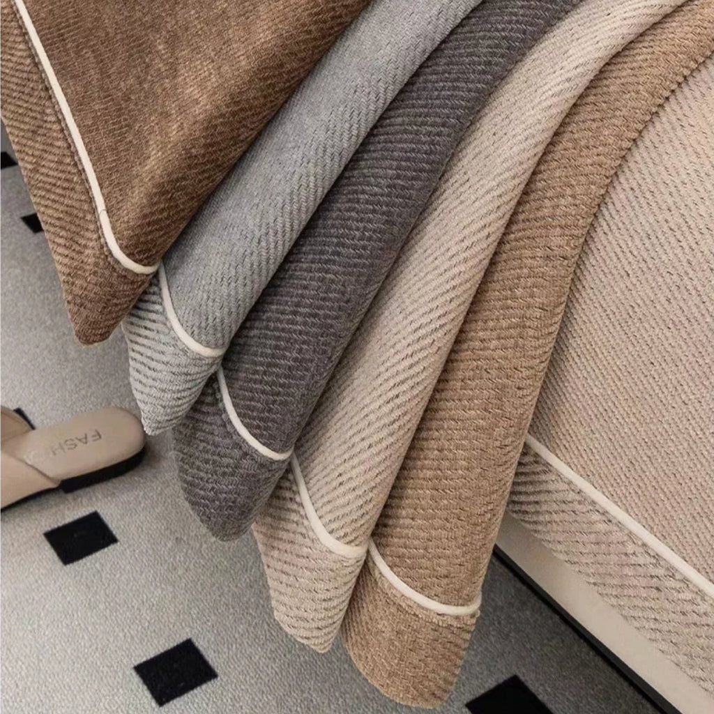 Decor Cedar Geneva Heavy Chenille Sofa Protector lifestyle product image for chenille sofa throw cover in United States - Dark Gray / 90X210cm