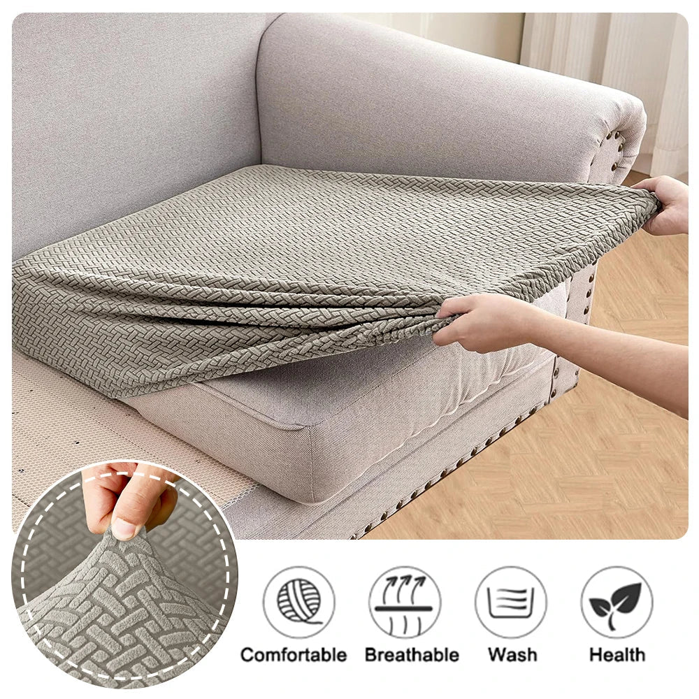 Decor Cedar Terrigal Patio Sofa Seat Cover lifestyle product image for weather resistant sofa cushion cover in United States - Sand / Plus Size (S)-1pc