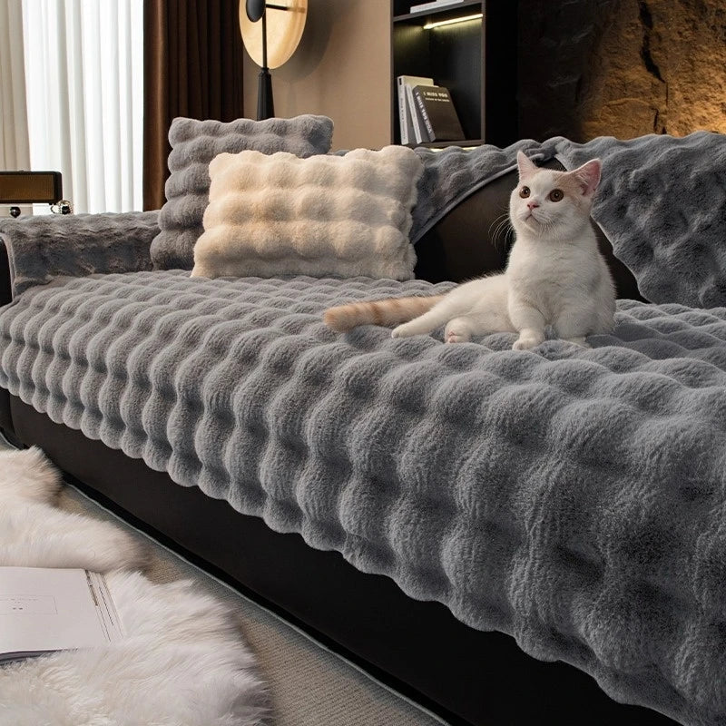 Decor Cedar Aurelia Faux Fur Sofa Seat Cover plush sofa seat cover in United States - color and texture view 3