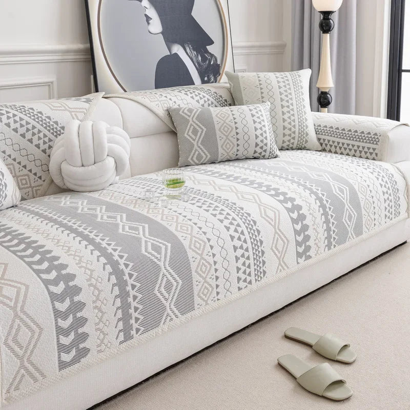 Decor Cedar Mira Ice Silk Couch Cover lifestyle product image for boho couch cover in United States - A1 / J 90x180cm 1pc