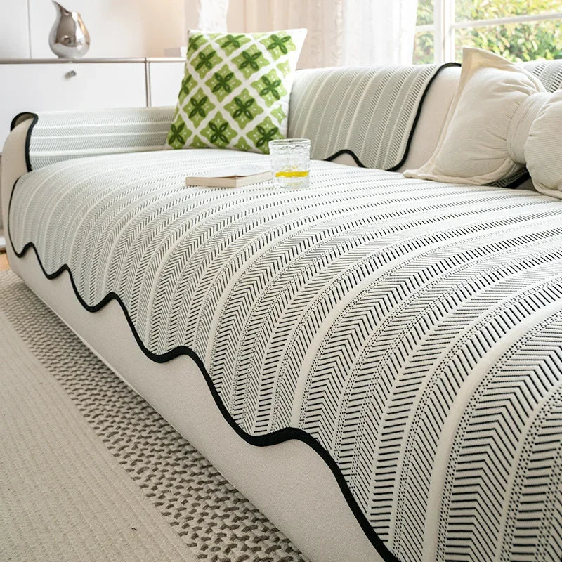 Decor Cedar Breeze Summer Cool Sofa Cover lifestyle product image for stretch sofa cover in United States