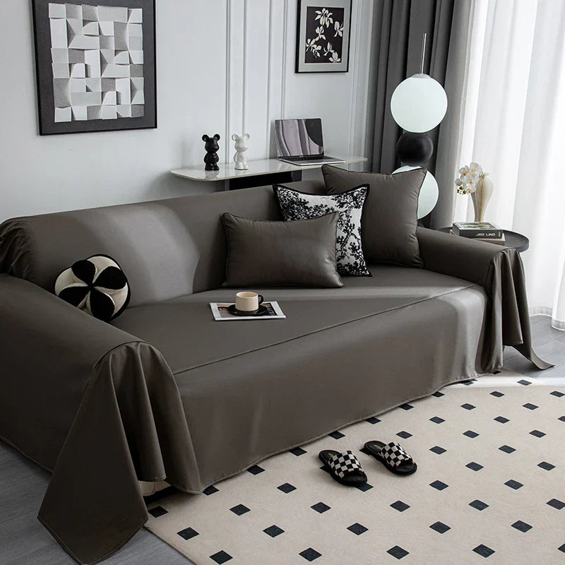 Decor Cedar Nero Water Resistant Leather Sofa Cover lifestyle product image for water resistant sofa cover in United States - Black / 180x420cm